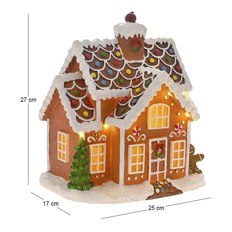 XMAS CANDY HOUSE WITH LED LIGHTS 25X17X27CM