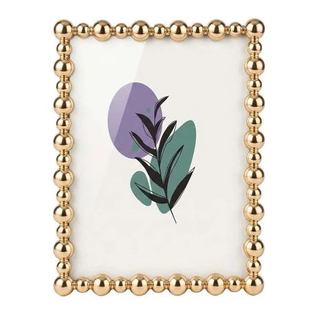GOLD METAL PHOTO FRAME WITH PEARLS 20Χ15CM
