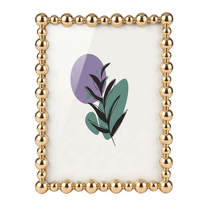 GOLD METAL PHOTO FRAME WITH PEARLS 20Χ15CM