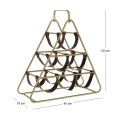 GOLD METAL WIINE RACK WITH 6 LEATHER CASES 45X18X43CM