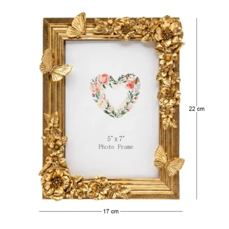 GOLD RESIN EMBOSSED BUTTERFLY PHOTO FRAME 13X18CM
