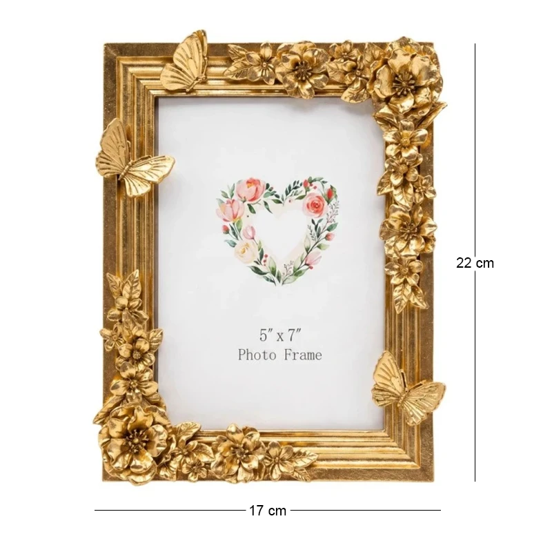 GOLD RESIN EMBOSSED BUTTERFLY PHOTO FRAME 13X18CM