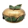 GOLD RESIN EMBOSSED GREEN LEAF TRINKET BOX D12X8CM