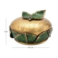 GOLD RESIN EMBOSSED GREEN LEAF TRINKET BOX D12X8CM