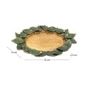 GOLD RESIN PLATTER WITH EMBOSSED GREEN LEAVES 32X19X2,5CM