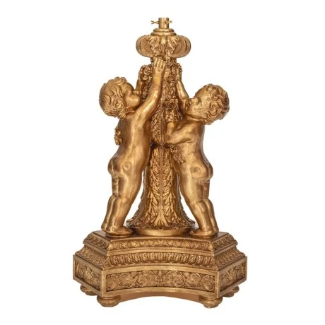 XMAS GOLD RESIN TREE BASE WITH STANDING CHILDREN 65X56X92CM