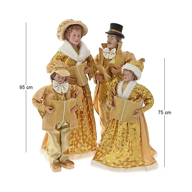 GOLD  CHRISTMAS CAROLING FAMILY 95CM SET 4