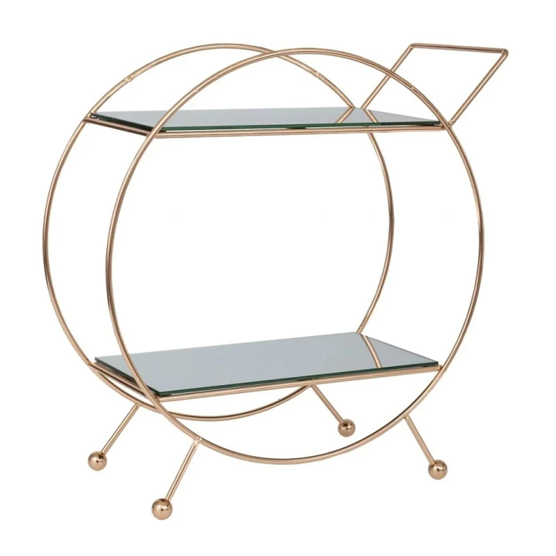 GOLD TWO-STORY METAL PLATE WITH MIRROR D39,5X17X43CM