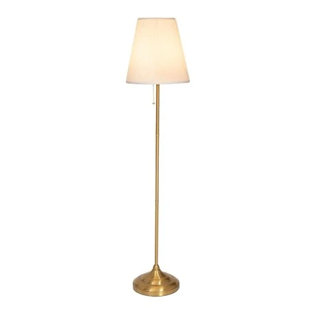 GOLD METAL FLOOR LAMP WITH WHITE HAT AND CHAIN SWITCH 154CM
