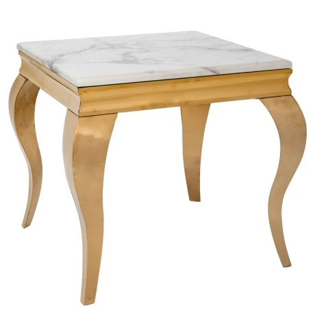 GOLD METAL TABLE WITH WHITE MARBLE SURFACE 50X50X50CM