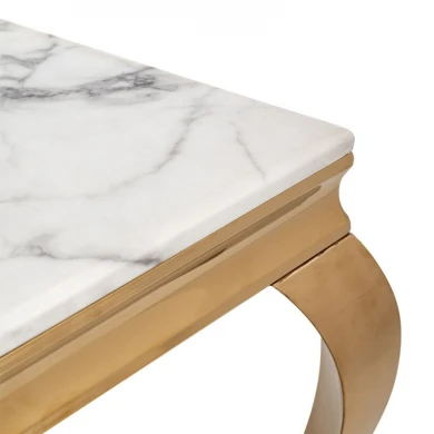 ΧΡΥΣΟ ΜΕΤΑΛΛΙΚΟ ΤΡΑΠΕΖΑΚΙ 50Χ50Χ50ΕΚ ΜΕ ΛΕΥΚΗ ΜΑΡΜΑΡΙΝΗ ΕΠΙΦΑΝΕΙΑ