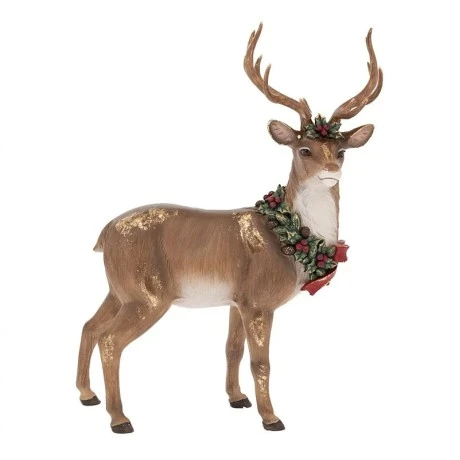 XMAS RESIN DEER IN GOLD COLOR 44X19X56CM