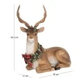 XMAS RESIN SITTING DEER IN GOLD COLOR 36X21X40,5CM