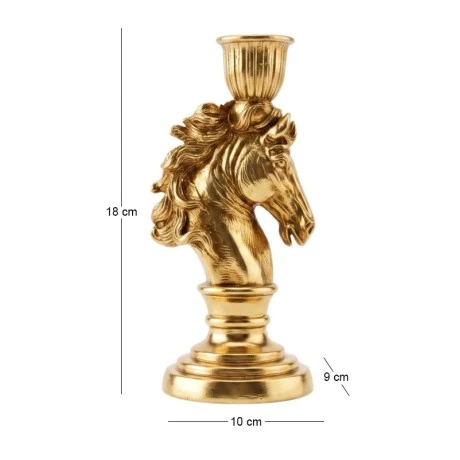 GOLD RESIN HORSE CANDLEHOLDER 10X9X18CM