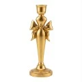 GOLD RESIN CANDLEHOLDER WITH BOW D9X25CM