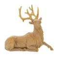 GOLD RESIN SITTING REINDEER 27.5X16.5X24.5CM