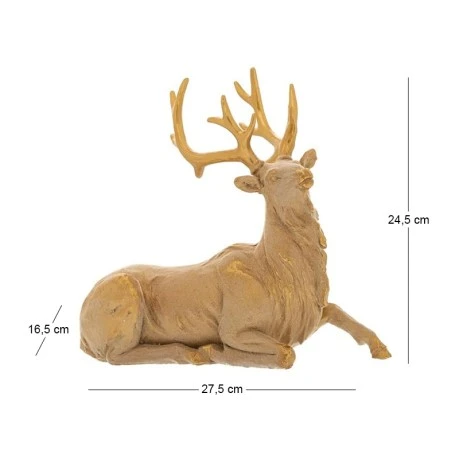 GOLD RESIN SITTING REINDEER 27.5X16.5X24.5CM