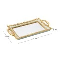 GOLD  MINT GREEN RESIN MIRROR TRAY 37x22x4 CM