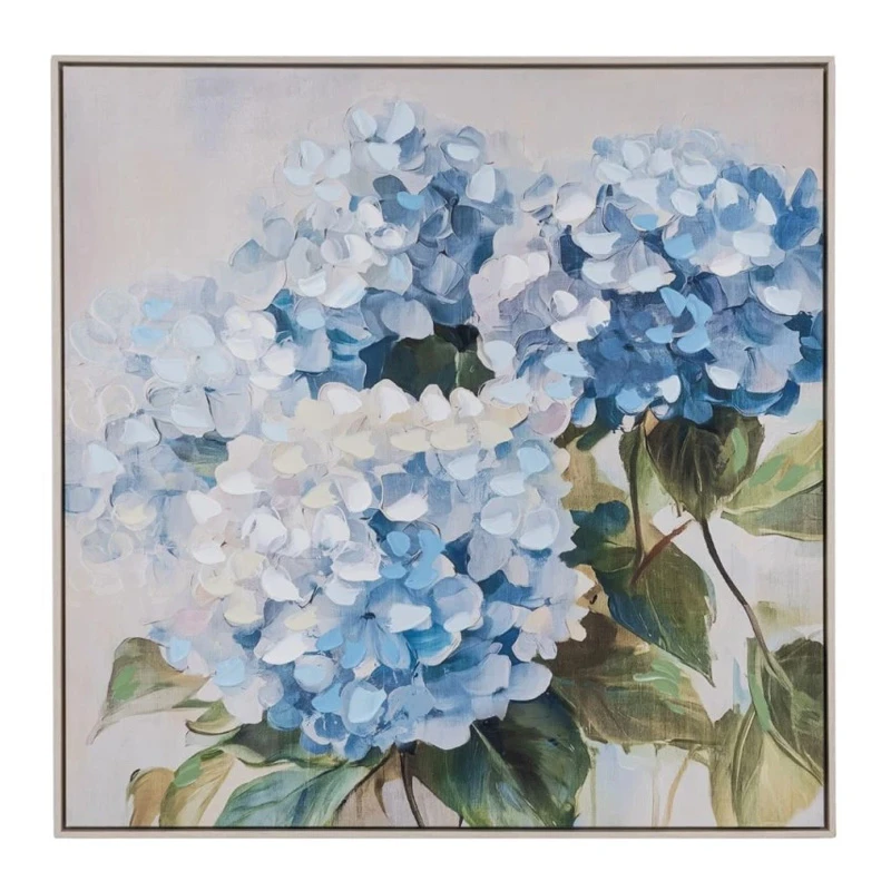 HYDRANGEA ΠΙΝΑΚΑΣ ΜΕ ΛΕΥΚΗ ΠΑΛΑΙΩΜΕΝΗ ΚΟΡΝΙΖΑ ΣΕ ΤΥΠΩΜΕΝΟ ΚΑΜΒΑ 80Χ80ΕΚ
