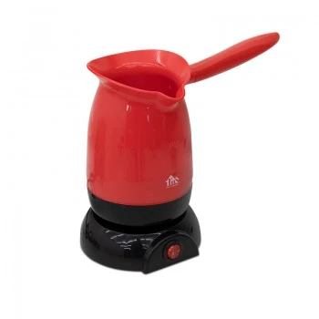800W electric brewing pot in red color 10x10x15cm.