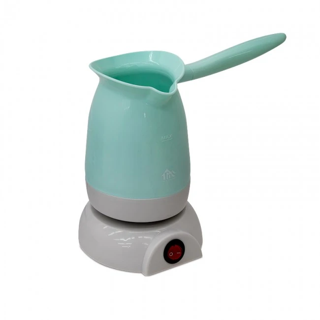 800W electric brewing pot in bright green color 10x10x15cm.