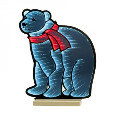 42CM INFINITY LIGHT POLAR BEAR WITH WOODEN BASE  DOUBLE FACE ILUMINATED FROM BOTH SIDES WITH EUROPEAN PLUG