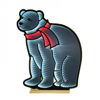 62CM INFINITY LIGHT POLAR BEAR WITH WOODEN BASE  DOUBLE FACE ILUMINATED FROM BOTH SIDES WITH EUROPEAN PLUG