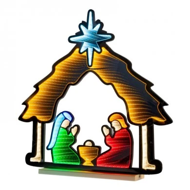65CM INFINITY NATIVITY WITH WOODEN BASE  DOUBLE FACE ILUMINATED FROM BOTH SIDES WITH EUROPEAN PLUG