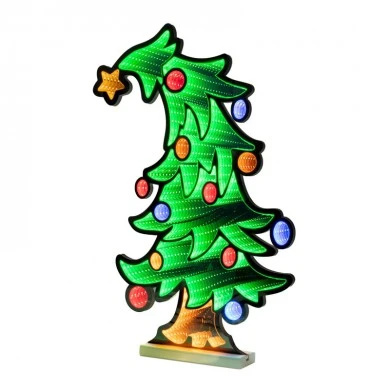 60CM INFINITY STANDING BENDED TREE WITH WOODEN BASE  DOUBLE FACE ILUMINATED FROM BOTH SIDES WITH EUROPEAN PLUG