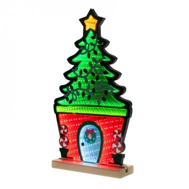 40CM INFINITY PAINTED CHRISTMAS HOUSE  DOUBLE FACE ILUMINATED FROM BOTH SIDES WITH EUROPEAN PLUG