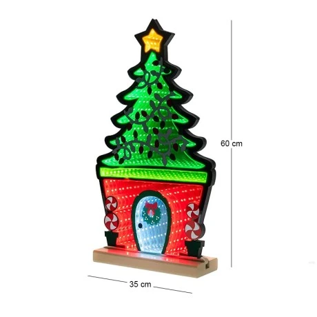 60CM INFINITY PAINTED CHRISTMAS HOUSE  DOUBLE FACE ILUMINATED FROM BOTH SIDES WITH EUROPEAN PLUG