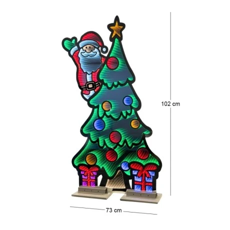 120CM INFINITY LIGHT STANDING XMAS TREE WITH SANTA  WITH WOODEN AND ALUMINIUM BASE  DOUBLE FACE ILUMINATED FROM BOTH SIDES WITH EUROPEAN PLUG
