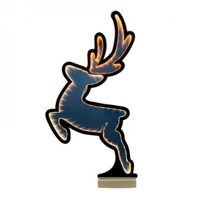 56 INFINITY STANDING DEER WITH WOODEN BASE  DOUBLE FACE ILUMINATED FROM BOTH SIDES WITH EUROPEAN PLUG