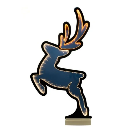 56 INFINITY STANDING DEER WITH WOODEN BASE  DOUBLE FACE ILUMINATED FROM BOTH SIDES WITH EUROPEAN PLUG
