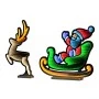 75CM INFINITY CHRISTMAS SLEIGH WITH SANTA AND DEER WITH WOODEN BASE  DOUBLE FACE ILUMINATED FROM BOTH SIDES WITH EUROPEAN PLUG