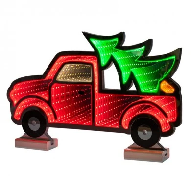 60CM INFINITY TRUCK WITH WOODEN BASE  DOUBLE FACE ILUMINATED FROM BOTH SIDES WITH EUROPEAN PLUG