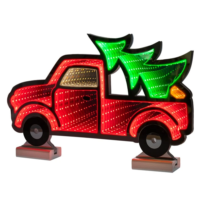 60CM INFINITY TRUCK WITH WOODEN BASE  DOUBLE FACE ILUMINATED FROM BOTH SIDES WITH EUROPEAN PLUG