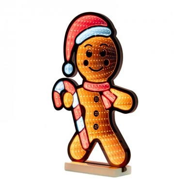 40CM INFINITY CHRISTMAS GINGERBREAD MAN WITH WOODEN BASE  DOUBLE FACE ILUMINATED FROM BOTH SIDES WITH EUROPEAN PLUG