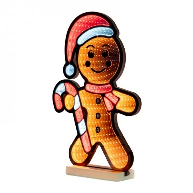 60CM INFINITY CHRISTMAS GINGERBREAD MAN WITH WOODEN BASE  DOUBLE FACE ILUMINATED FROM BOTH SIDES WITH EUROPEAN PLUG