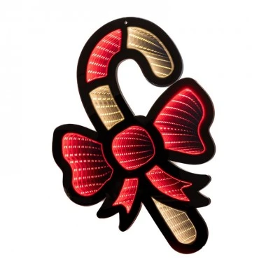 45CM INFINITY HANGING CHRISTMAS CANDY CANE WITH BOW DOUBLE FACE ILUMINATED FROM BOTH SIDES WITH EUROPEAN PLUG