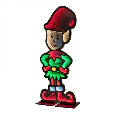 180CM INFINITY STANDING ELF WITH WOODEN BASE  DOUBLE FACE ILUMINATED FROM BOTH SIDES WITH EUROPEAN PLUG