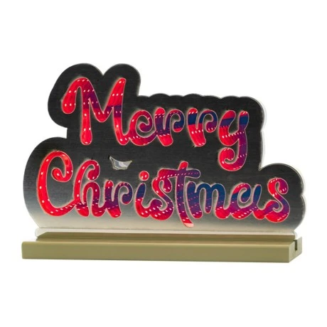 32CM INFINITY MERRY CHRISTMAS LETTERS WITH WOODEN BASE  DOUBLE FACE ILUMINATED FROM BOTH SIDES WITH EUROPEAN PLUG