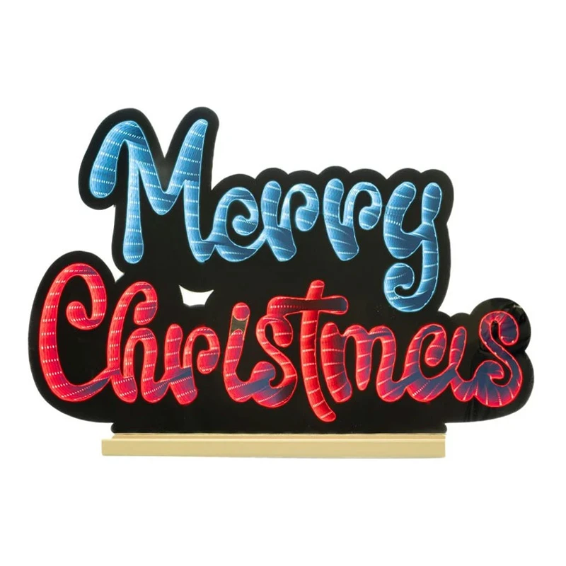 INFINITY ΦΩΤΙΖΟΜΕΝΟ MERRY CHRISTMAS 40Χ26ΕΚ ΔΙΠΛΗΣ ΟΨΗΣ ΣΕ ΞΥΛΙΝΗ ΒΑΣΗ