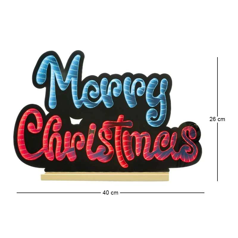 INFINITY ΦΩΤΙΖΟΜΕΝΟ MERRY CHRISTMAS 40Χ26ΕΚ ΔΙΠΛΗΣ ΟΨΗΣ ΣΕ ΞΥΛΙΝΗ ΒΑΣΗ
