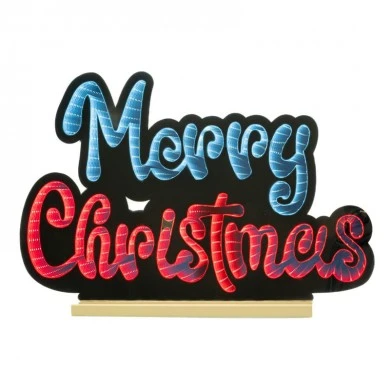 40CM INFINITY MERRY CHRISTMAS LETTERS WITH WOODEN BASE  DOUBLE FACE ILUMINATED FROM BOTH SIDES WITH EUROPEAN PLUG