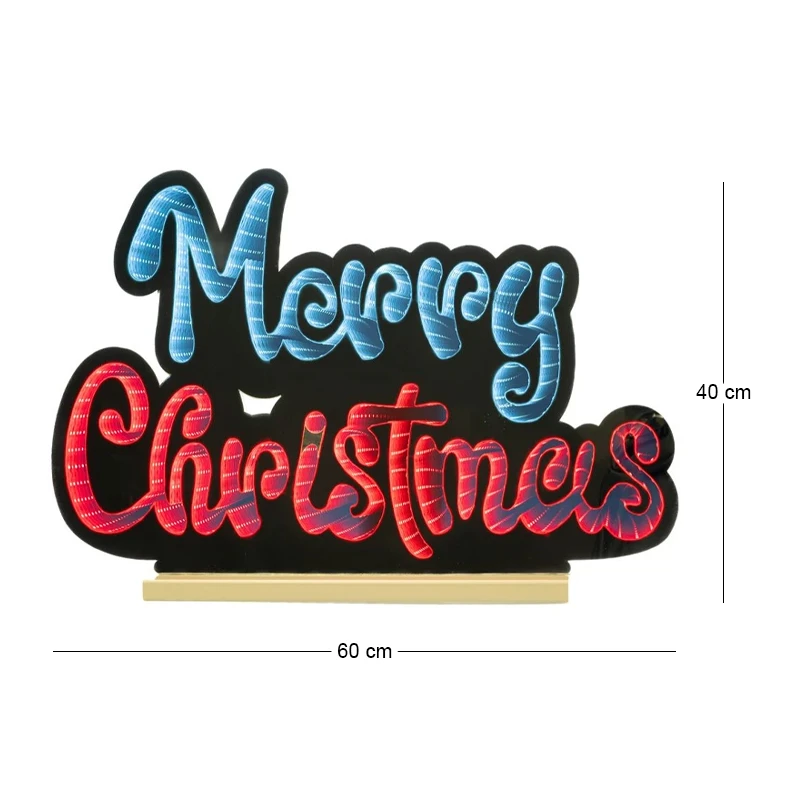 INFINITY ΦΩΤΙΖΟΜΕΝΟ MERRY CHRISTMAS 60Χ40ΕΚ ΔΙΠΛΗΣ ΟΨΗΣ ΣΕ ΞΥΛΙΝΗ ΒΑΣΗ