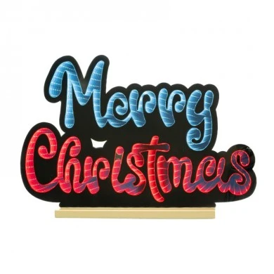 60CM INFINITY MERRY CHRISTMAS LETTERS WITH WOODEN BASE  DOUBLE FACE ILUMINATED FROM BOTH SIDES WITH EUROPEAN PLUG