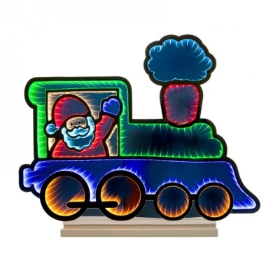 63CM INFINITY CHRISTMAS TRAIN WITH SANTA WITH WOODEN BASE  DOUBLE FACE ILUMINATED FROM BOTH SIDES WITH EUROPEAN PLUG