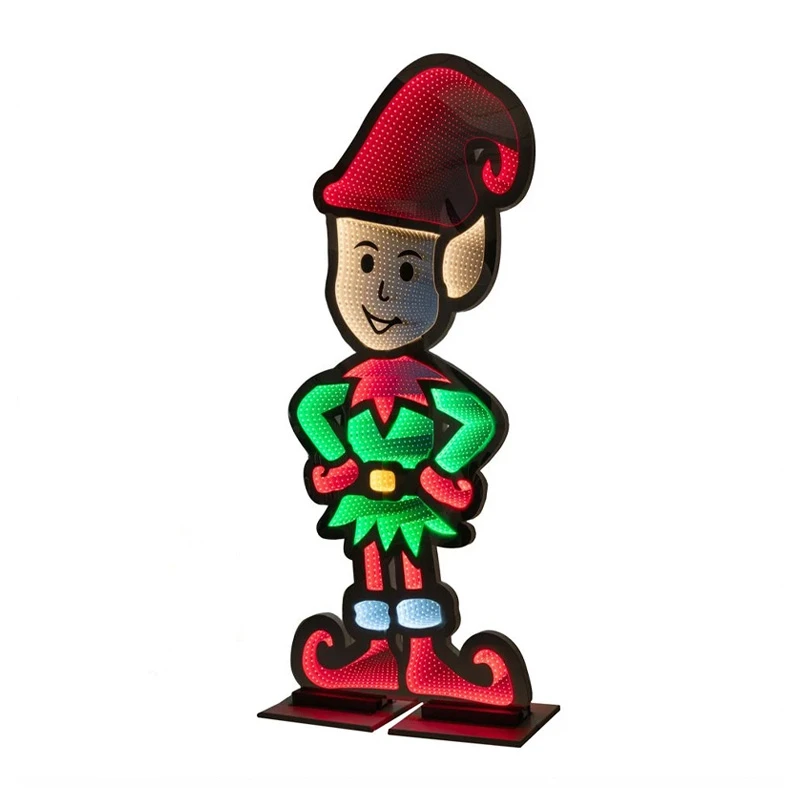 180CM INFINITY STANDING ELF WITH WOODEN BASE  DOUBLE FACE ILUMINATED FROM BOTH SIDES WITH EUROPEAN PLUG