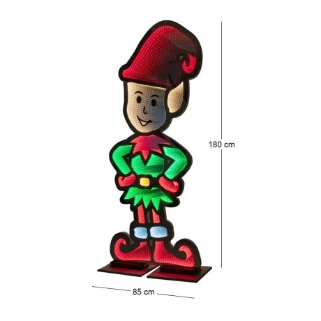 180CM INFINITY STANDING ELF WITH WOODEN BASE  DOUBLE FACE ILUMINATED FROM BOTH SIDES WITH EUROPEAN PLUG